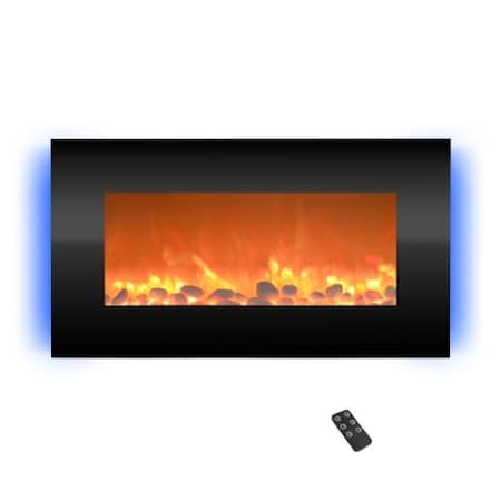 Hastings Home Electric Fireplace 31-inch Wall Mounted, 13 Backlight Colors, Remote Control(Black) 431647TPF